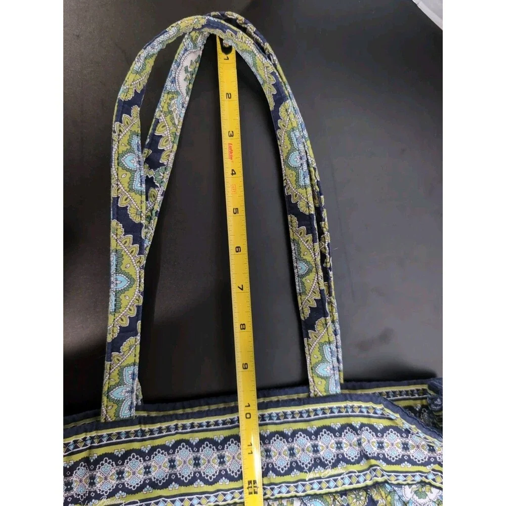 VERA BRADLEY GREEN & BLUE  EXPANDABLE SIDE TIE PURSE BAG TOTE